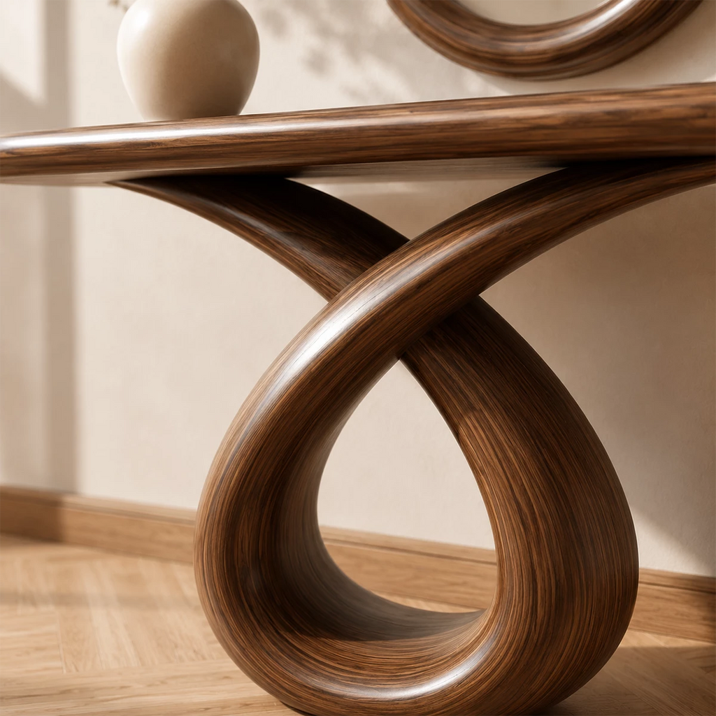 Infinity Loop Console Table in Natural Solid Wood