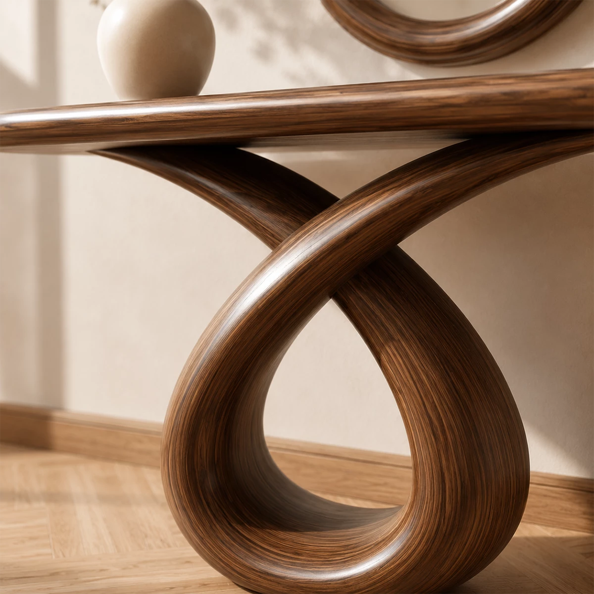 Infinity Loop Console Table in Natural Solid Wood