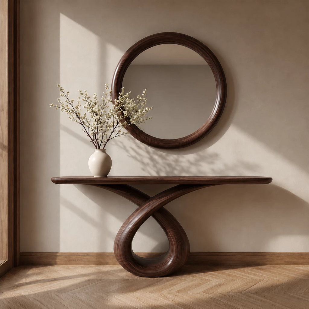 Infinity Loop Console Table in Natural Solid Wood