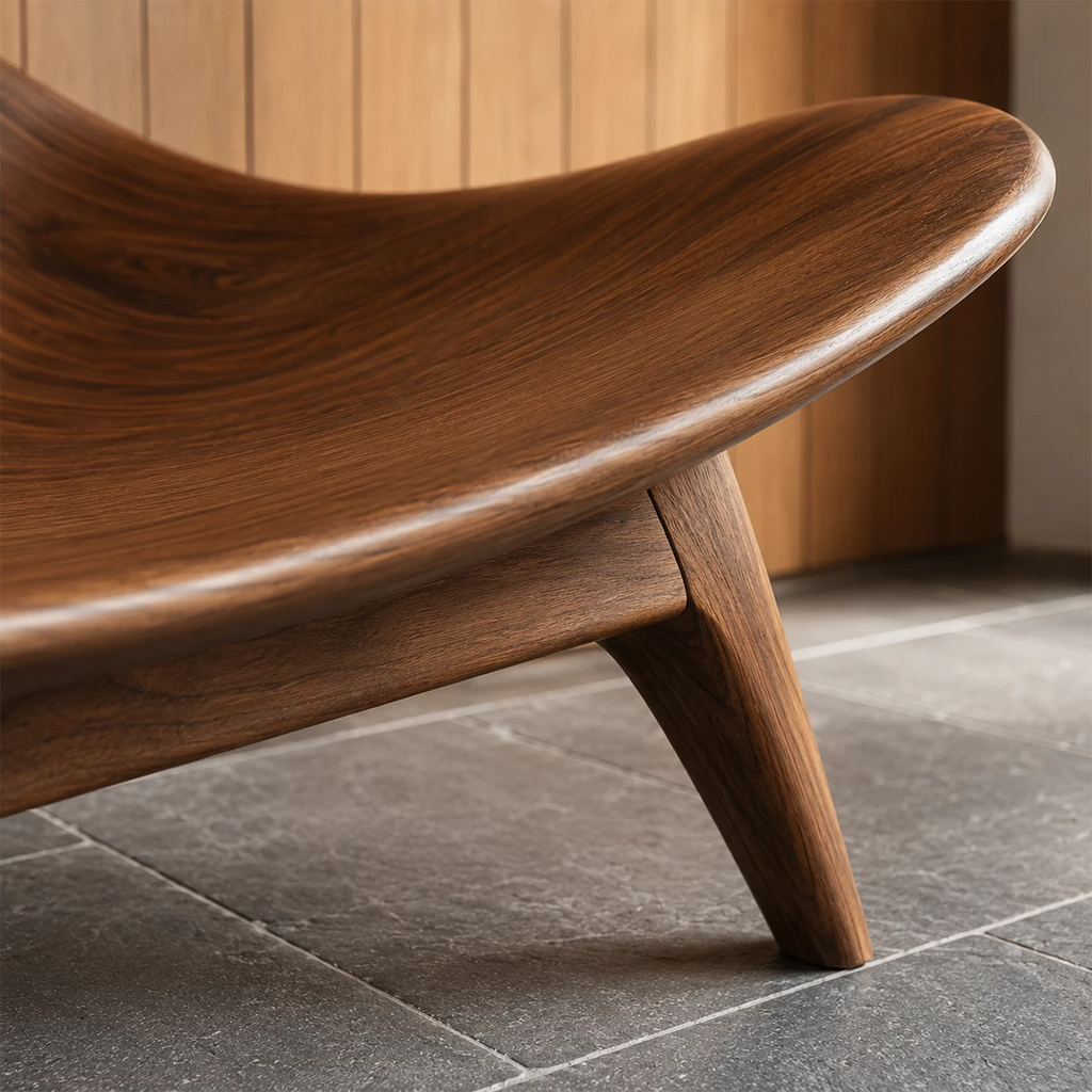 Sculptural Wood Lounge Chair – Organic Natural Wood Chaise for Modern Interior