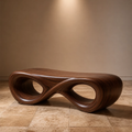 Sculptural Wave Wood Bench – Organic Natural Wood Bench for Modern Interior