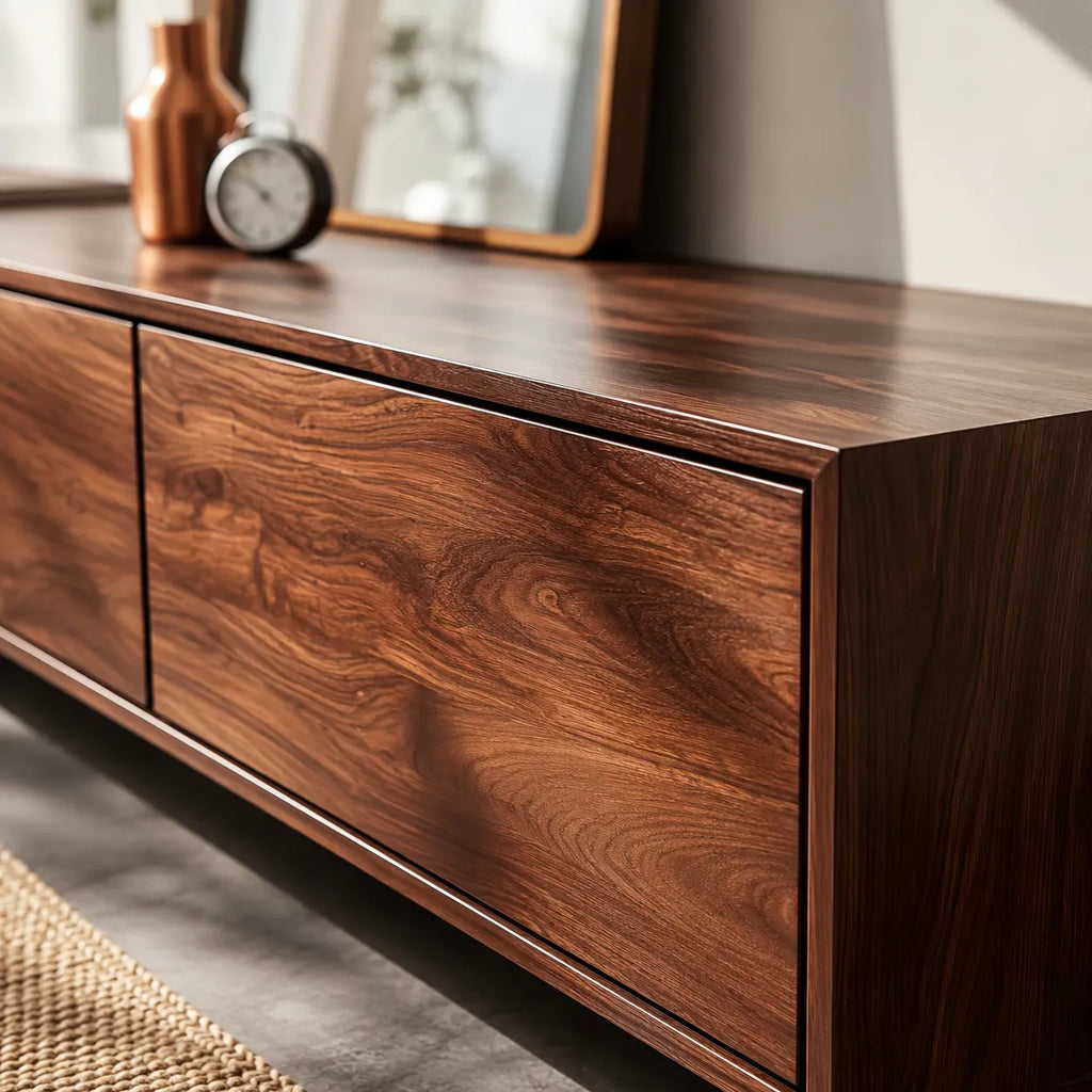 Minimalist Low Profile TV Stand with Seamless Storage Design