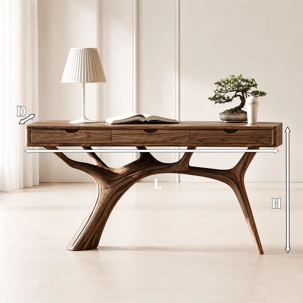 Natural Solid Wood Console Table Branch Frame Wabi Sabi Style