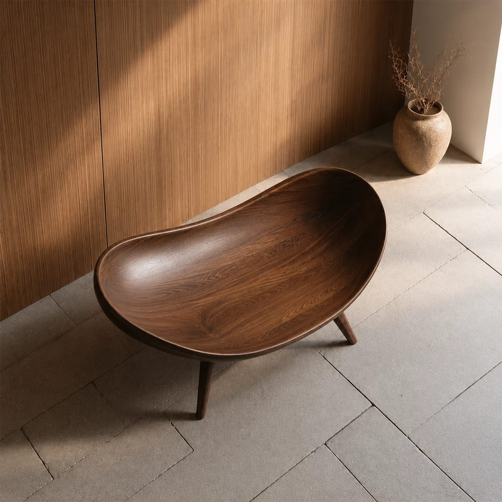 Sculptural Wood Lounge Chair – Organic Natural Wood Chaise for Modern Interior