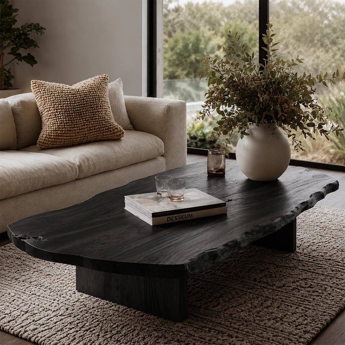 Flowing Sculptural Modern Coffee Table Crafted from Natural Solid Wood