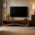Sculptural Natural Solid Wood Wave TV Stand for Modern Living Rooms