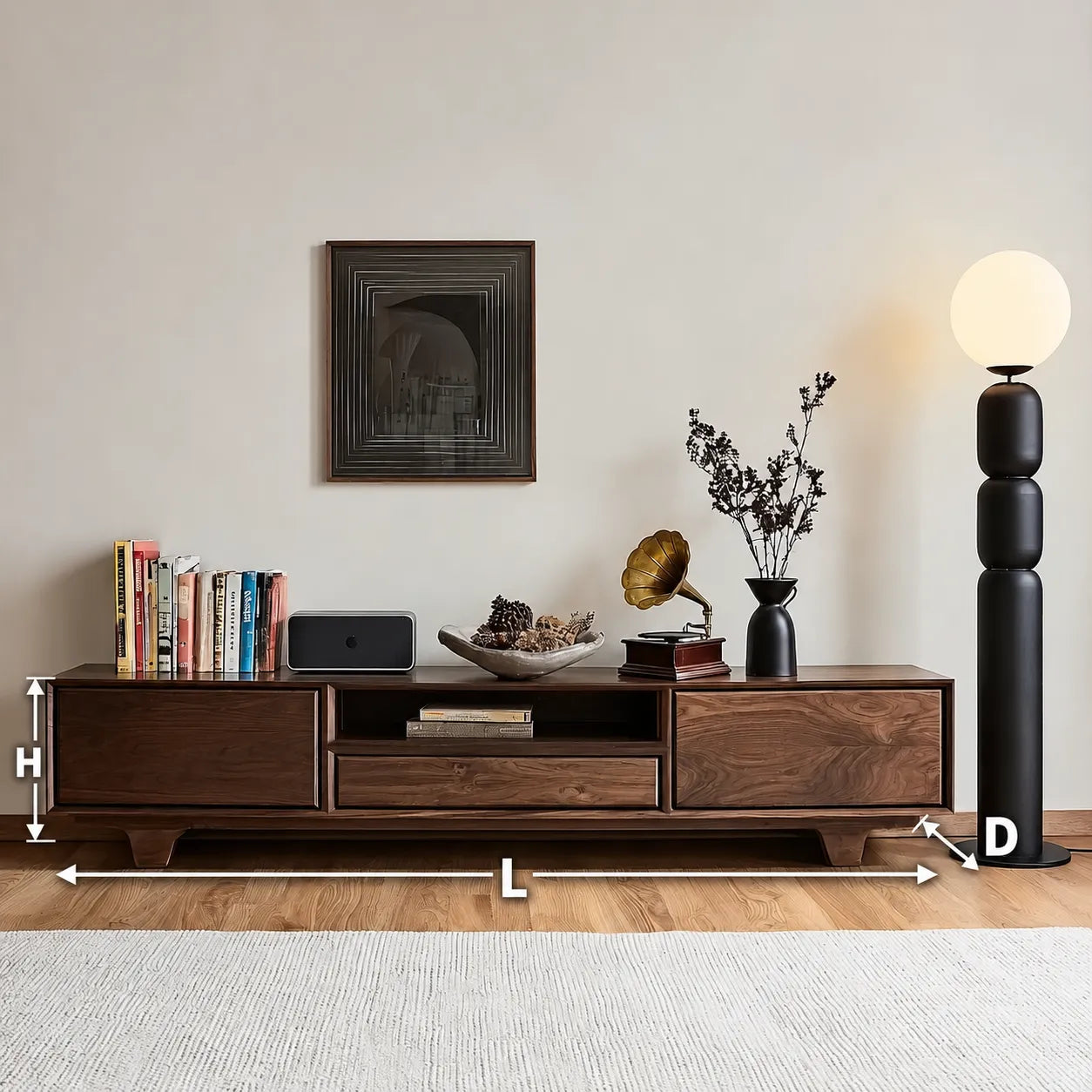 Modern TV Stand with Cabinet Storage and Center Drawer Console