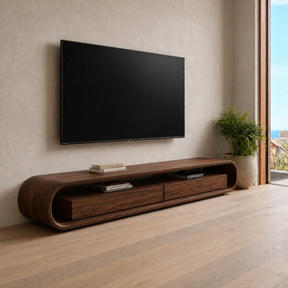 Capsule Natural Solid Wood TV Stand with Open Shelf Media Storage - Livewoodcraft