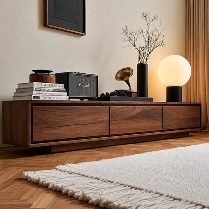 Contemporary Low Profile TV Stand with Seamless Storage Panels - Livewoodcraft - 10