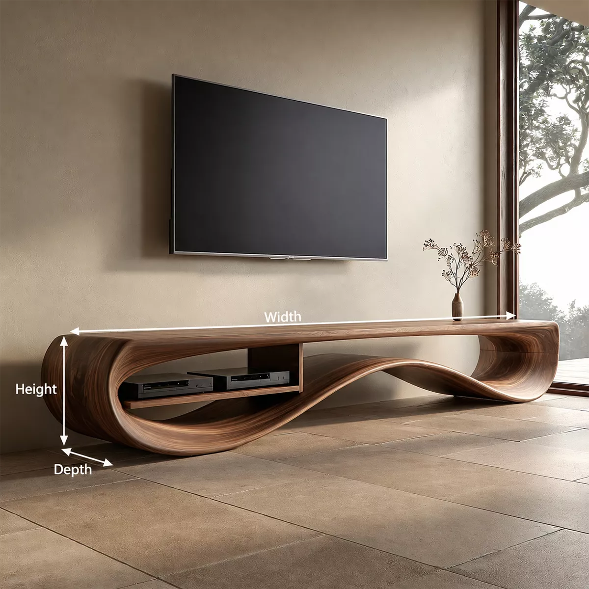 Contemporary Sculptural Wood TV Stand For Living Room - Livewoodcraft - 10