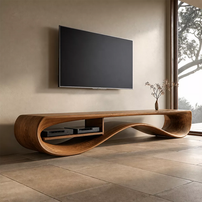 Contemporary Sculptural Wood TV Stand For Living Room - Livewoodcraft - 2