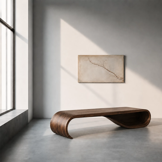Curved Wood Bench – Natural Oak Bench for Modern Entryway and Minimal Interior - Echotimber