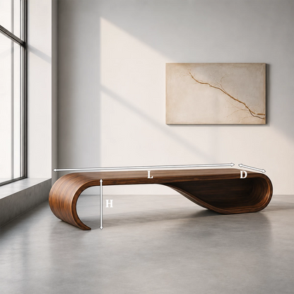 Curved Wood Bench – Natural Oak Bench for Modern Entryway and Minimal Interior - Livewoodcraft - 6