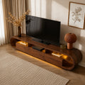 Rounded Edge TV Stand with Open Shelving and Drawer Storage Console