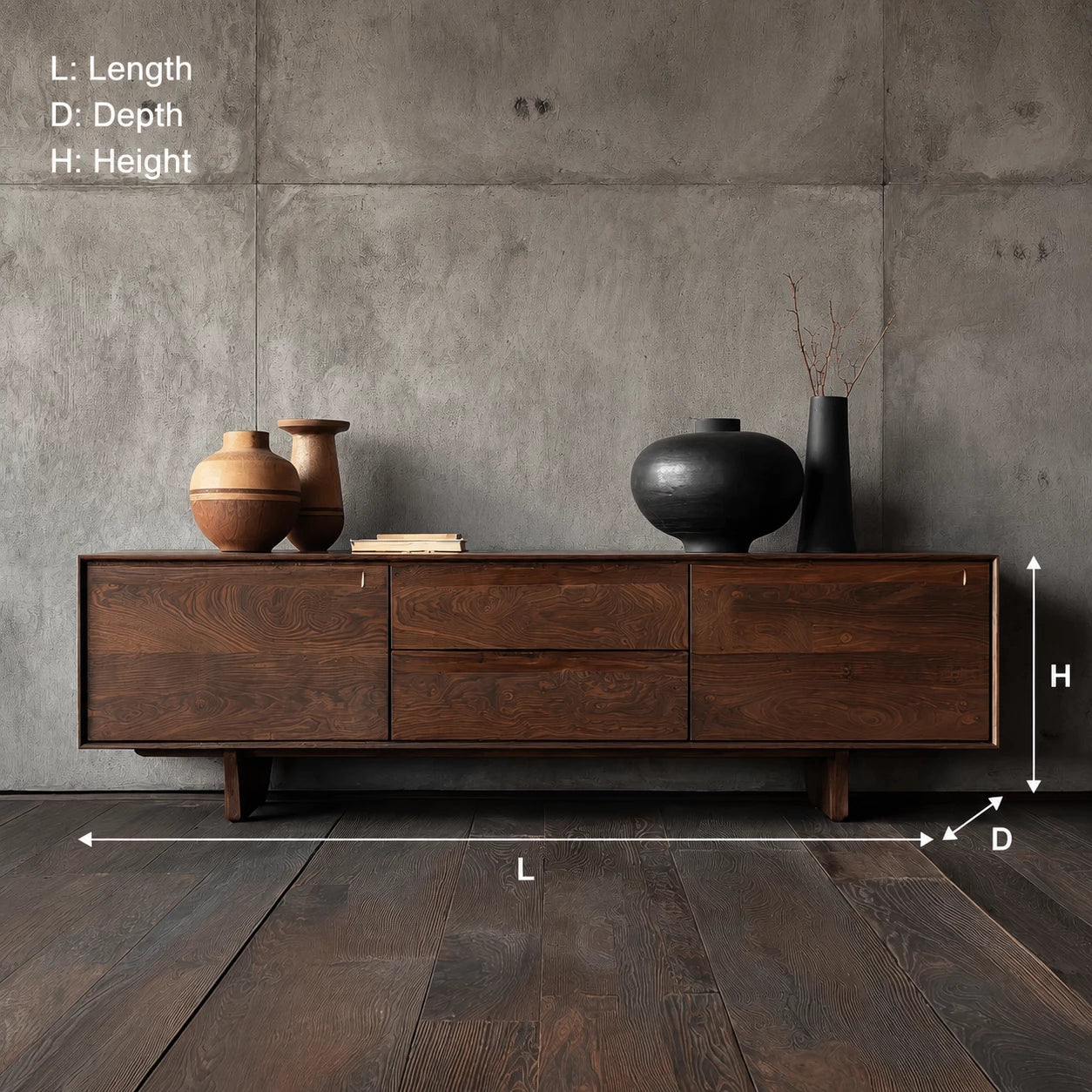 Minimalist Natural Solid Wood TV Stand with Drawer and Cabinet Storage