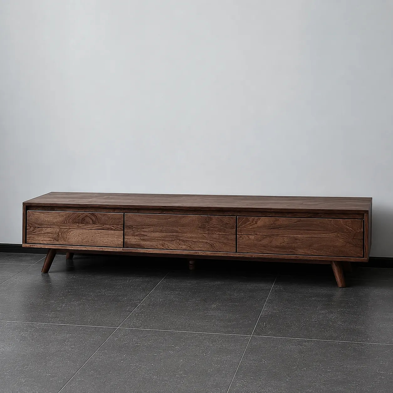 Minimalist Natural Solid Wood TV Stand with Six Drawer Storage Design