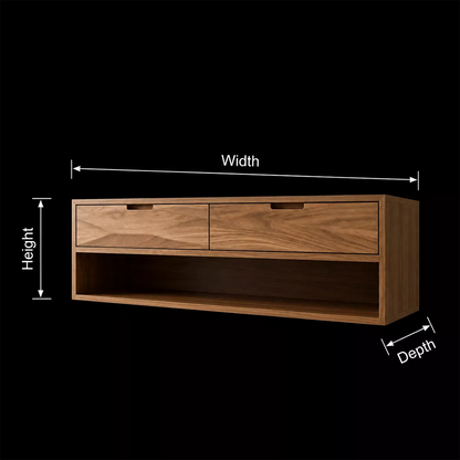 Floating Solid Wood Bathroom Vanity With Open Towel Shelf And Hidden Drawer Storage - Livewoodcraft - 11