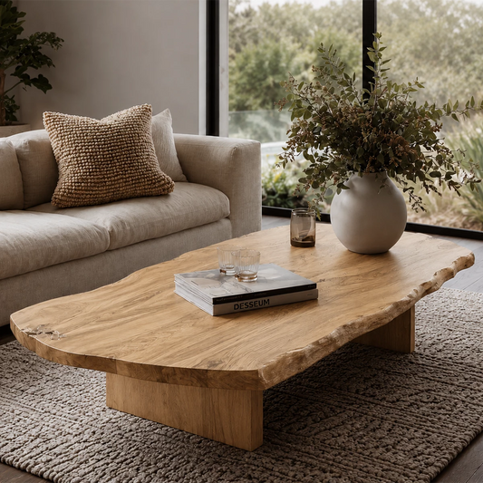 Flowing Sculptural Modern Coffee Table Crafted from Natural Solid Wood - Echotimber