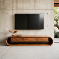Natural Solid Wood TV Stand Sculptural Loop Modern Style