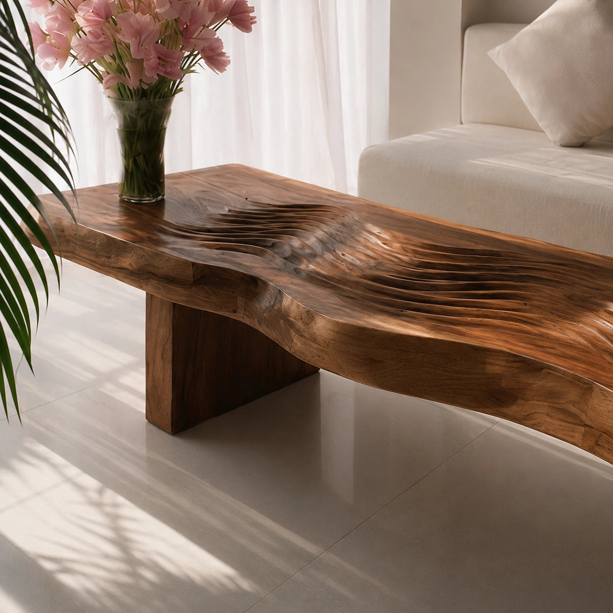 Handcrafted Solid Walnut Live Edge Coffee Table | Organic Rustic Modern Wood Coffee Table - Livewoodcraft - 2