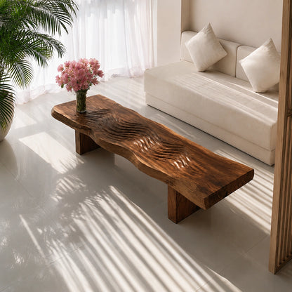 Handcrafted Solid Walnut Live Edge Coffee Table | Organic Rustic Modern Wood Coffee Table - Livewoodcraft - 4