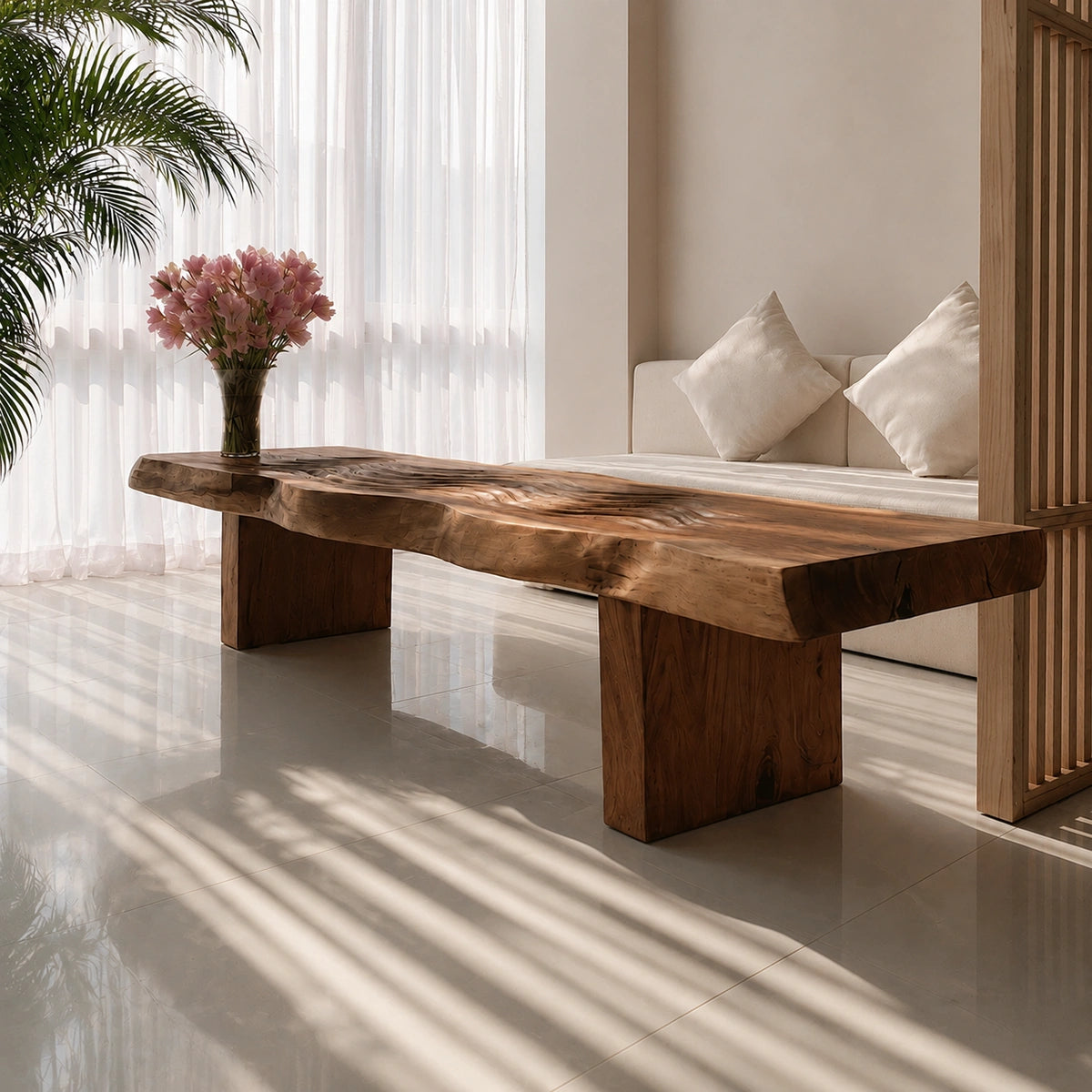 Handcrafted Solid Walnut Live Edge Coffee Table | Organic Rustic Modern Wood Coffee Table - Livewoodcraft - 5
