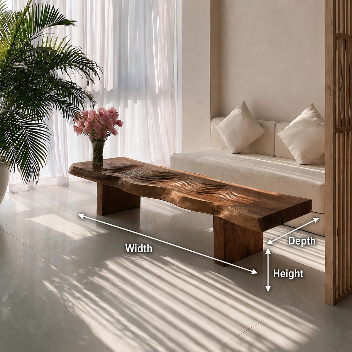Handcrafted Solid Walnut Live Edge Coffee Table | Organic Rustic Modern Wood Coffee Table - Livewoodcraft - 9