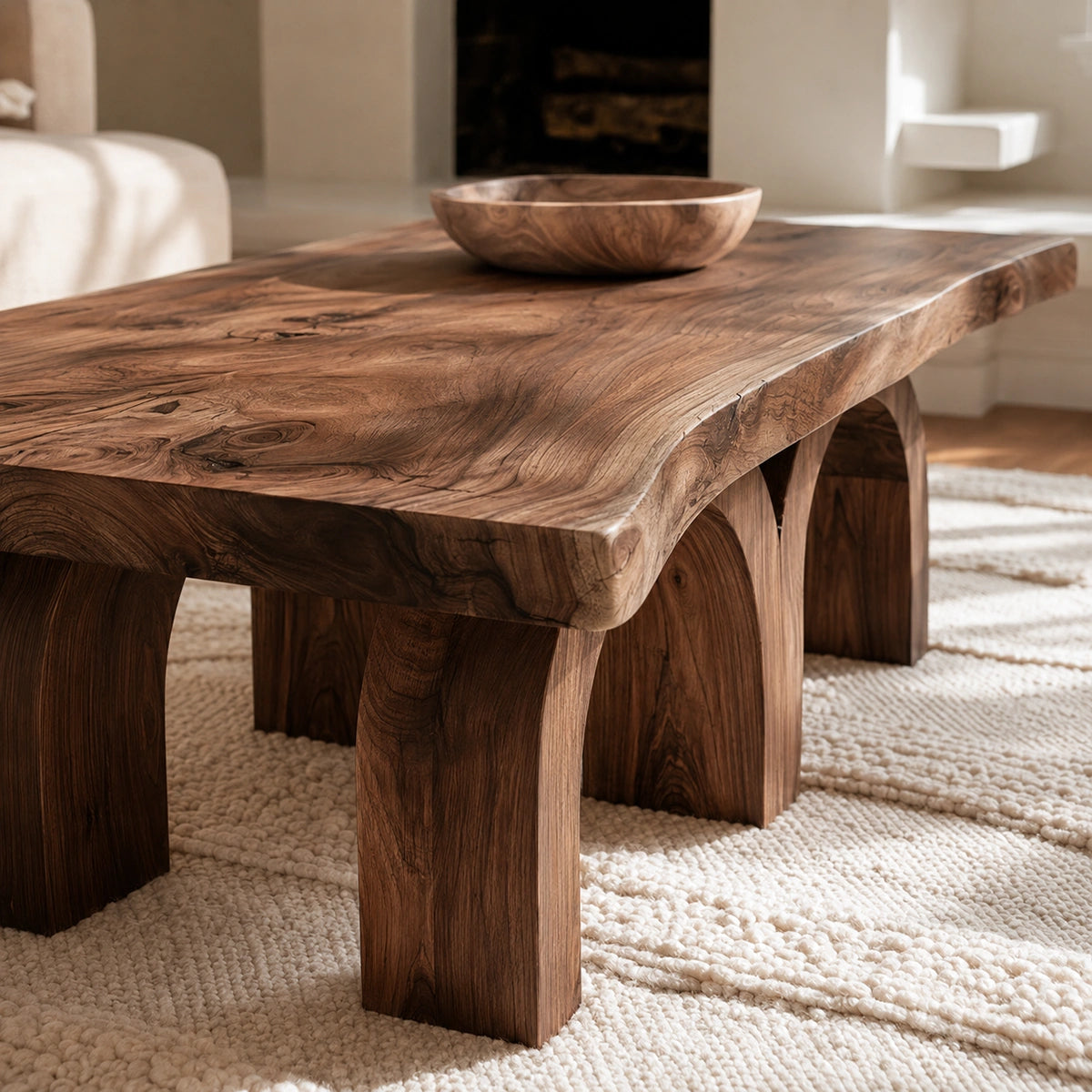 Handcrafted Solid Walnut Live Edge Coffee Table | Rustic Modern Wood Coffee Table for Living Room - Livewoodcraft - 2