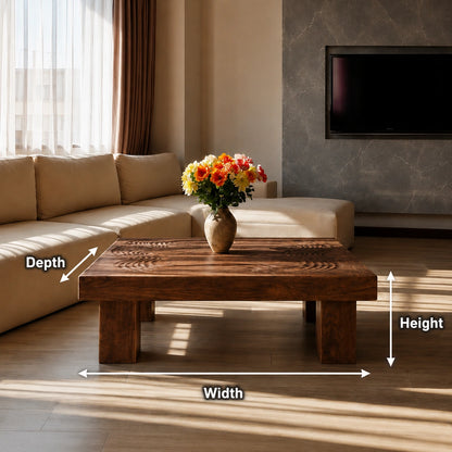 Handcrafted Solid Walnut Square Coffee Table | Sculpted Wood Grain Modern Living Room Table - Livewoodcraft - 9