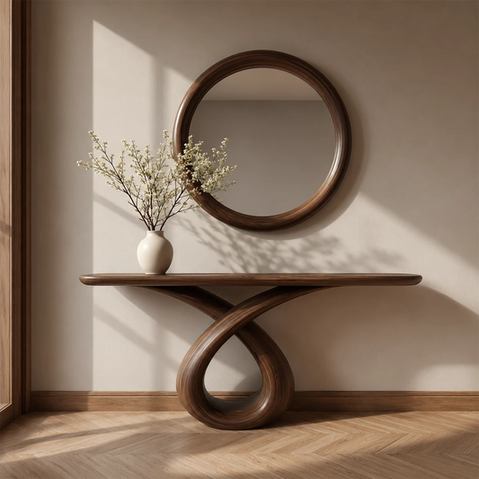 Infinity Loop Console Table in Natural Solid Wood - Echotimber