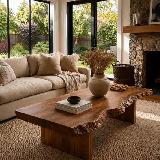 Live Edge Modern Coffee Table Crafted from Natural Solid Wood - Echotimber