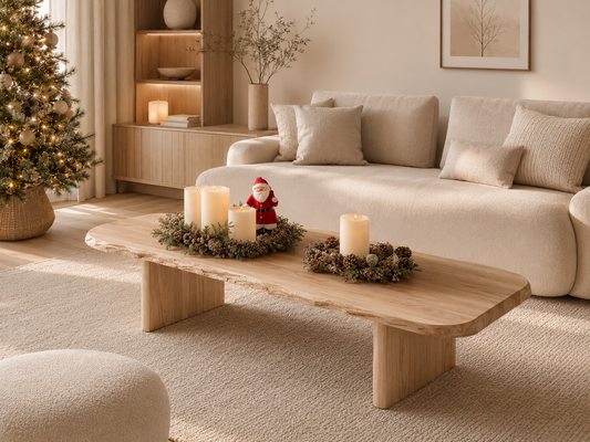 Live Edge Natural Solid Wood Coffee Table with Rustic Modern Form - Echotimber