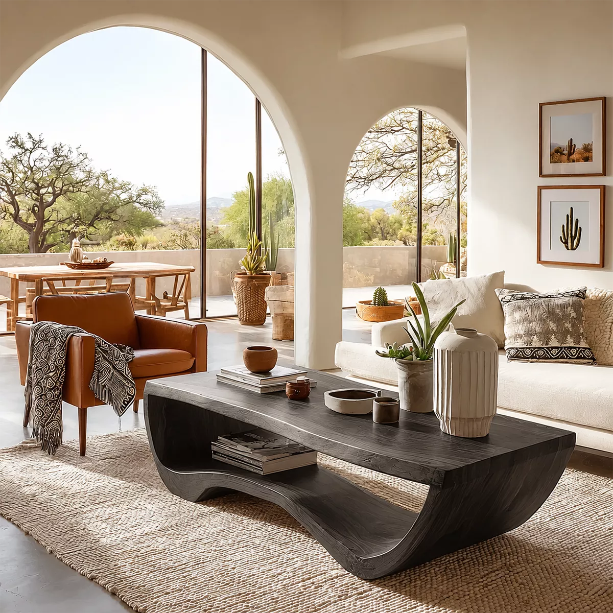 Live Edge Solid Wood Coffee Table With Curved Waterfall Base And Open Shelf For Modern Living Room - Livewoodcraft - 2