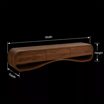 Modern Sculptural Solid Wood TV Stand With Rounded Frame For Living Room - Livewoodcraft - 9