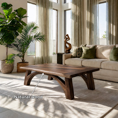 Modern Solid Walnut Coffee Table | Sculptural Curved Leg Wooden Coffee Table for Living Room - Livewoodcraft - 10