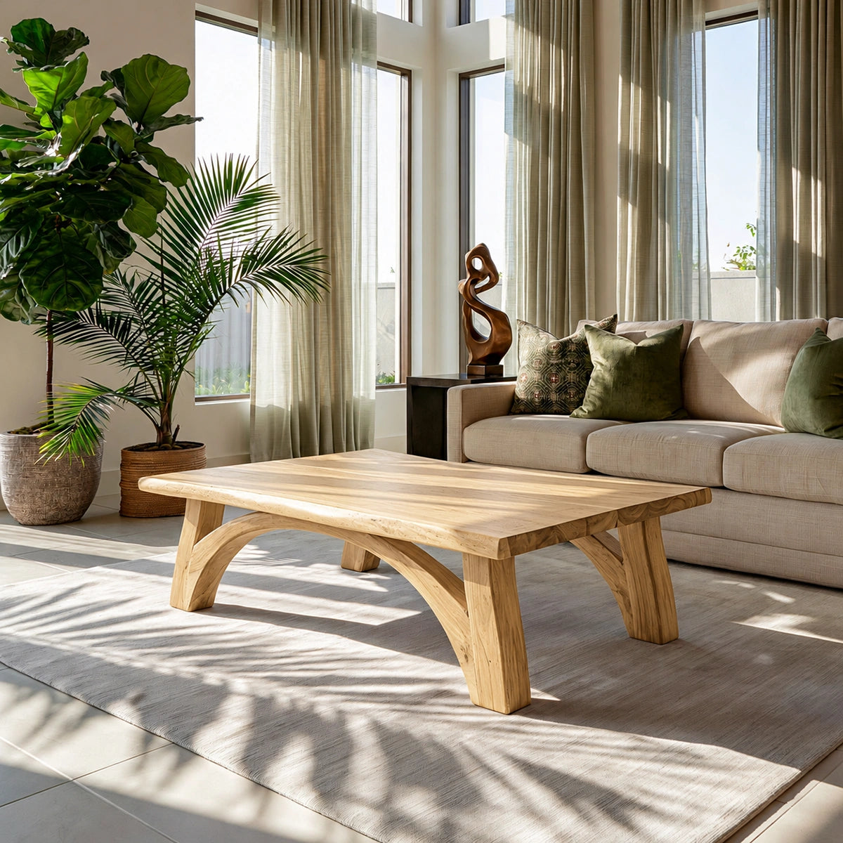 Modern Solid Walnut Coffee Table | Sculptural Curved Leg Wooden Coffee Table for Living Room - Livewoodcraft - 3