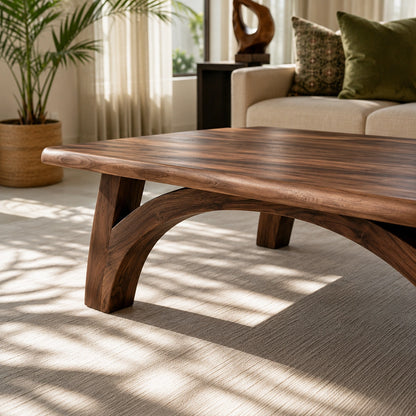 Modern Solid Walnut Coffee Table | Sculptural Curved Leg Wooden Coffee Table for Living Room - Livewoodcraft - 5