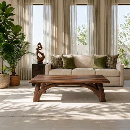 Modern Solid Walnut Coffee Table | Sculptural Curved Leg Wooden Coffee Table for Living Room - Livewoodcraft - 6
