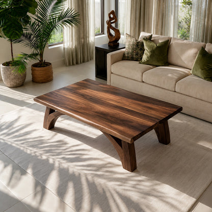 Modern Solid Walnut Coffee Table | Sculptural Curved Leg Wooden Coffee Table for Living Room - Livewoodcraft - 7
