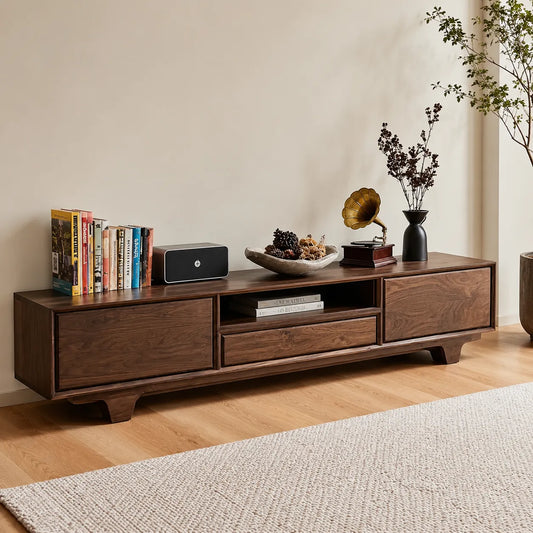 Modern TV Stand with Cabinet Storage and Center Drawer Console - Echotimber