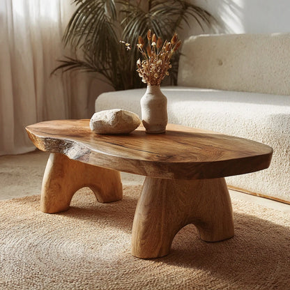 Natural Solid Wood Coffee Table – Live Edge Wabi-Sabi Style - Livewoodcraft - 5