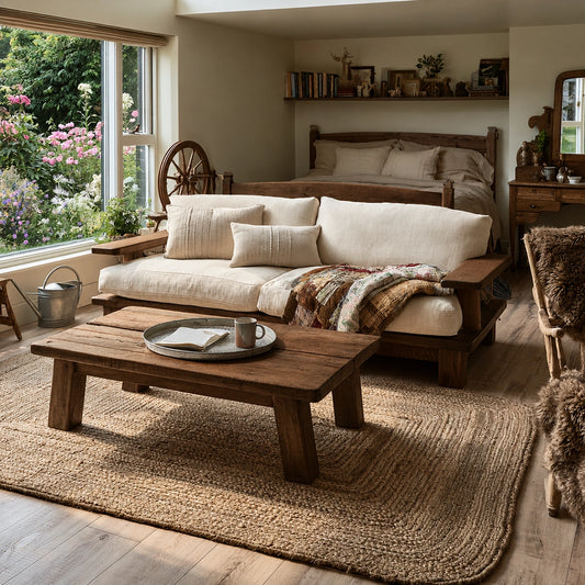 Natural Solid Wood Coffee Table – Rustic Farmhouse Style - Echotimber
