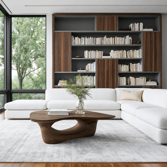 Natural Solid Wood Coffee Table – Sculptural Modern Style - Echotimber - 4800