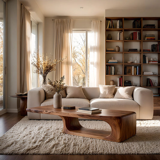 Natural Solid Wood Coffee Table – Sculptural Modern Style - Echotimber