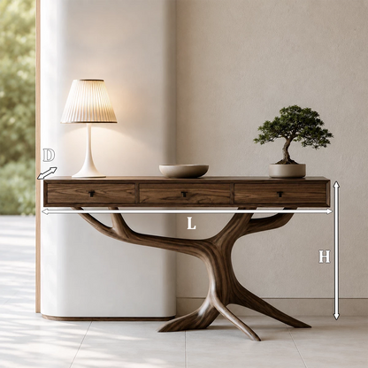 Natural Solid Wood Console Table Tree Root Wabi Sabi Style - Livewoodcraft - 9