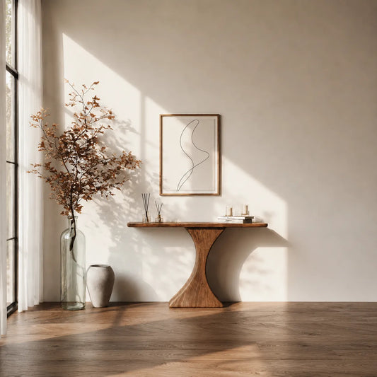 Natural Solid Wood Sculptural Console Table for Entryway and Hallway - Echotimber
