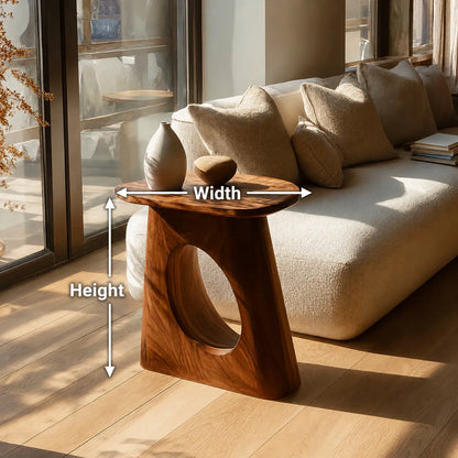 Natural Solid Wood Side Table with Sculptural Open Pedestal Base - Livewoodcraft - 9