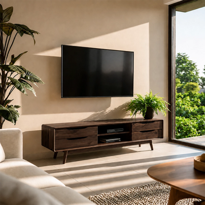 Natural Solid Wood TV Stand Mid Century Modern Style - Livewoodcraft - 4