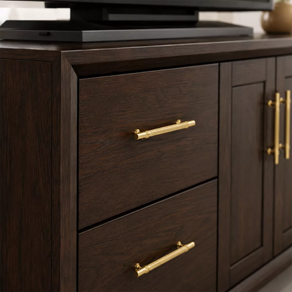 Natural Solid Wood TV Stand with Four Drawers Cabinet Doors Modern - Livewoodcraft - 2