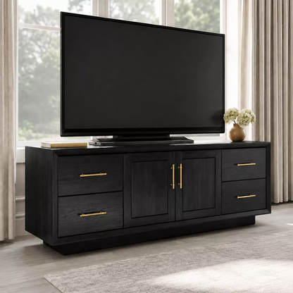 Natural Solid Wood TV Stand with Four Drawers Cabinet Doors Modern - Livewoodcraft - 8